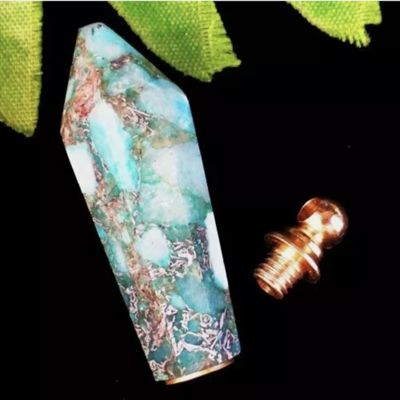 New Sea Sediment Jasper Pyrite Essential Oil Pendant - Picture 3 of 13